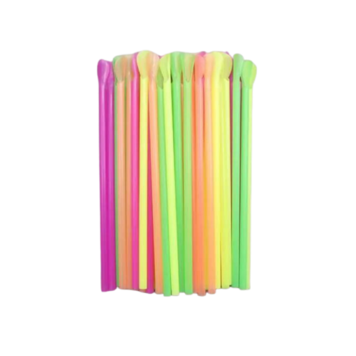 sugerør i plastik med ske